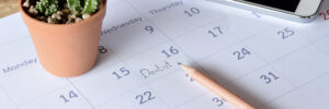 dentist appointment in calendar planner for reminder
