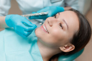 White teeth and beautiful smile of young woman. Matching the sha